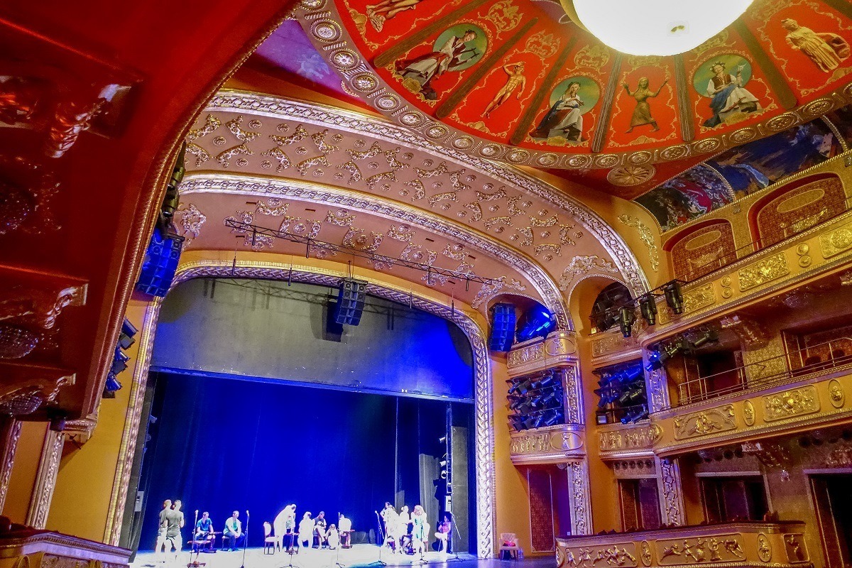 Inside the famous opera house in Skopje, Macedonia