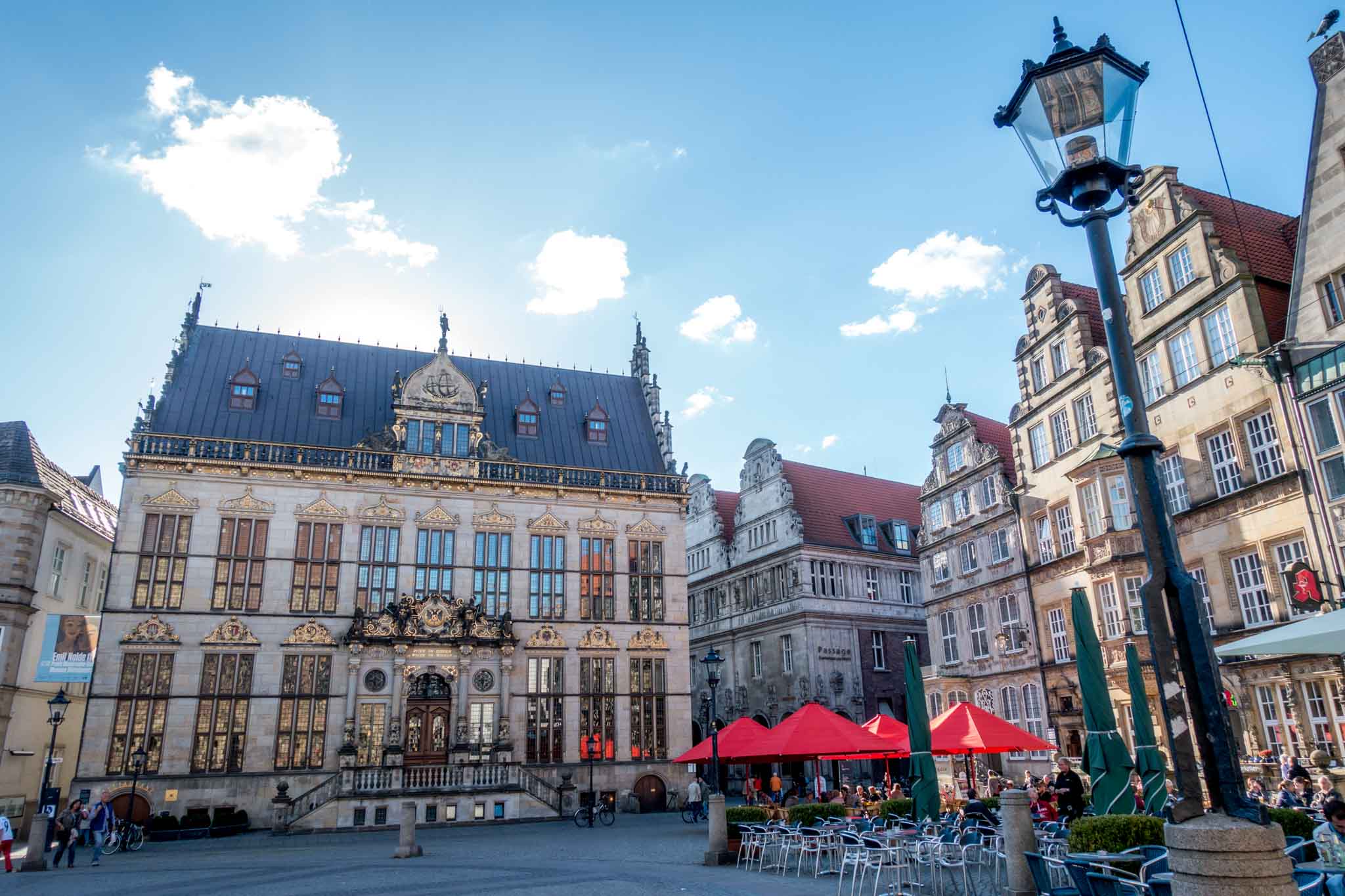 Marktplatz with its ornate old buildings and cute cafes is a highlight of Bremem sightseeing