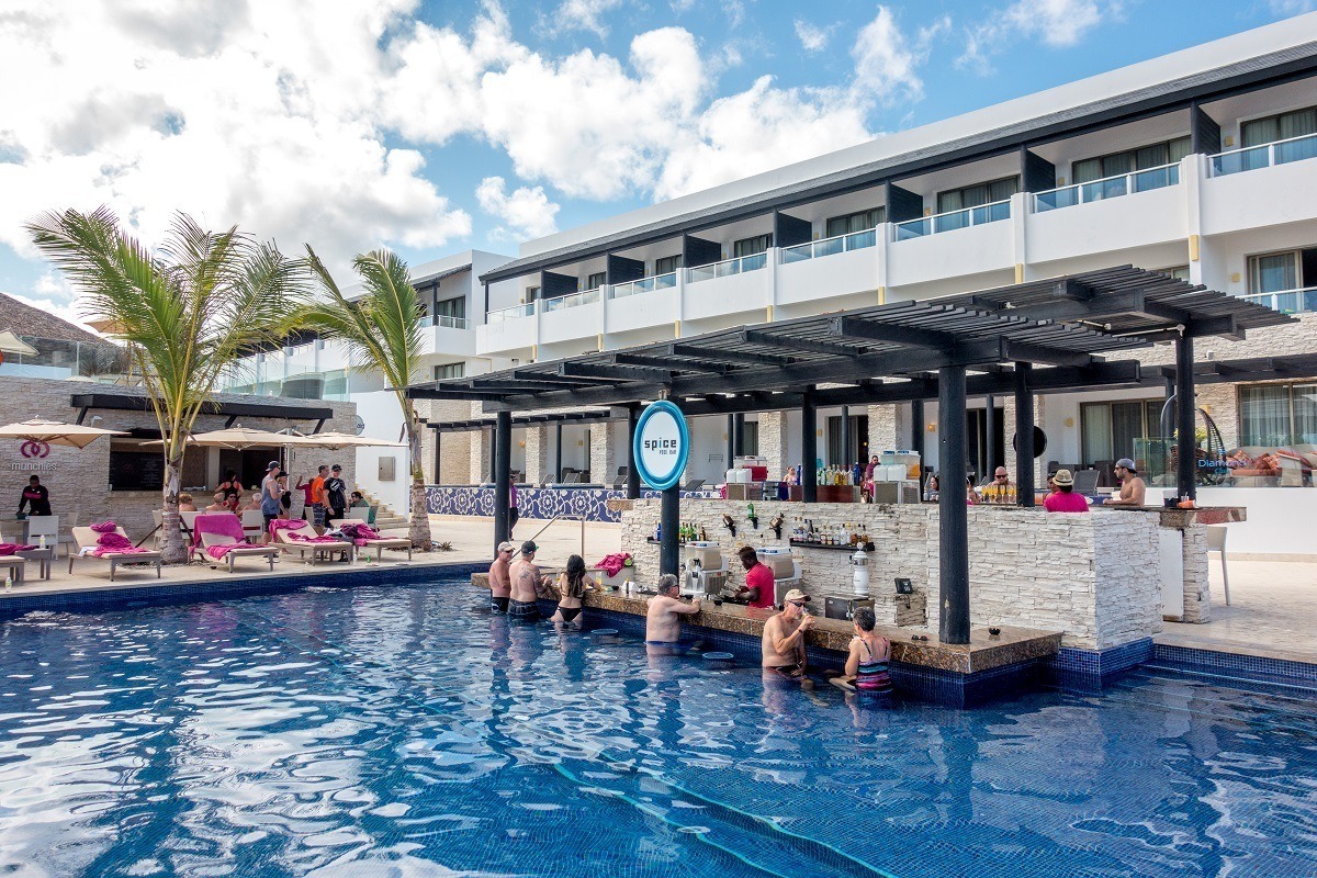 Visiting a swim up bar -- the perfect way to enjoy a long weekend in Punta Cana, Dominican Republic