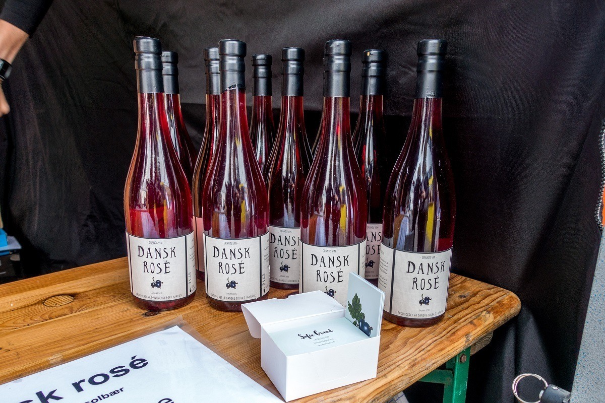 Bottles of Danish wine for sale