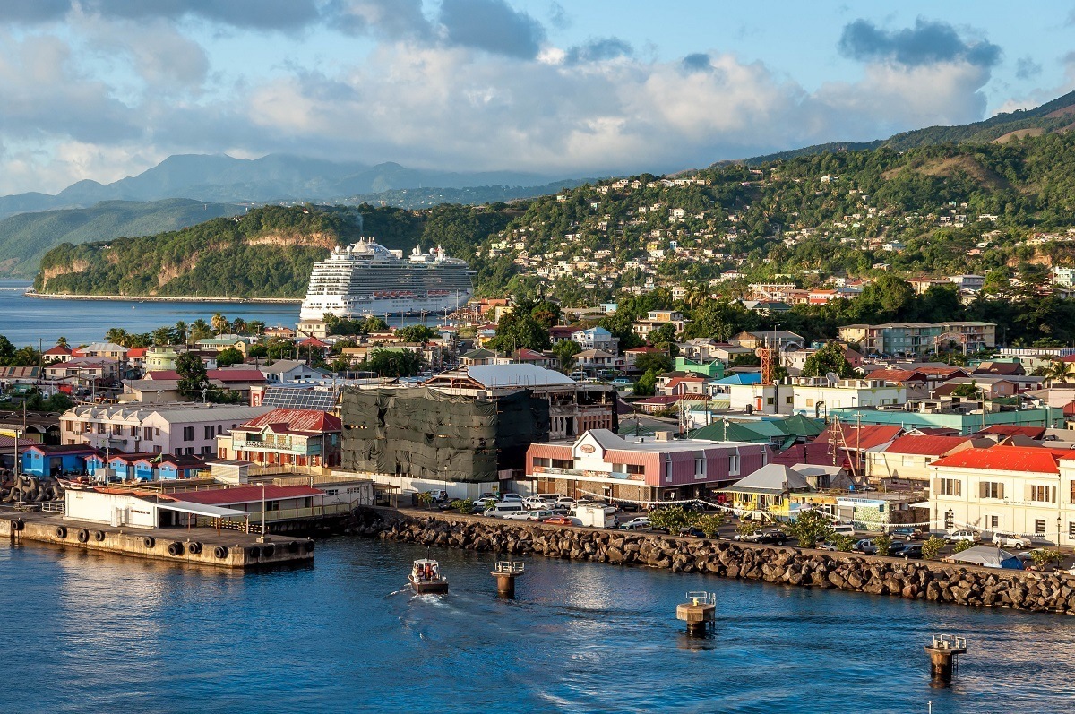 Cruise ship in the port of Roseau Dominica
