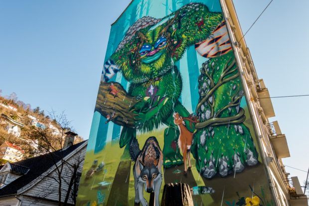 Finding street art murals is one of the fun Bergen activities