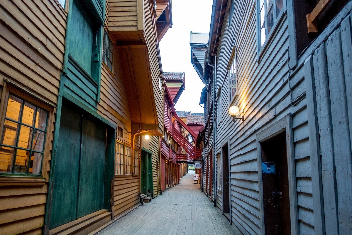 Bryggen is home to a series of workshops and stores and is a highlight of a Bergen sightseeing tour