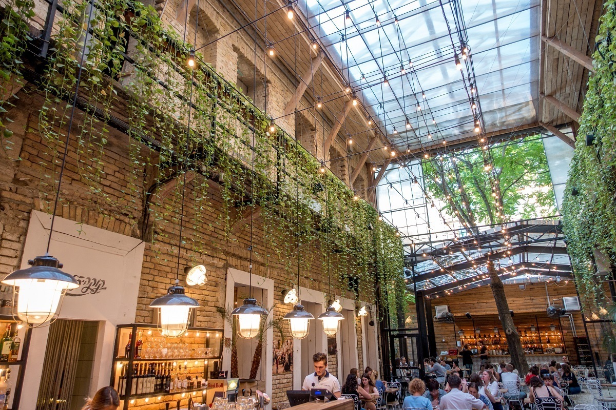 Airy courtyard Mazel Tov ruin bar