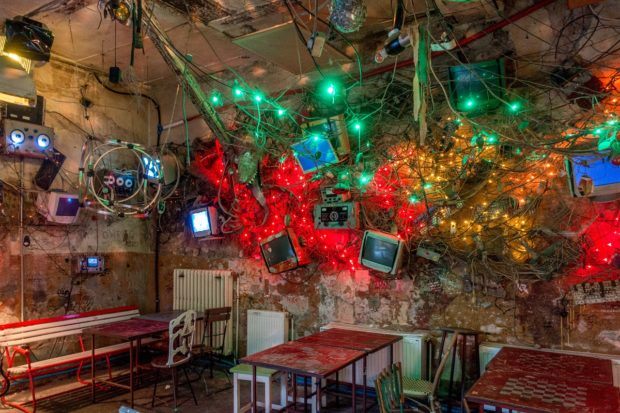 Just a few of the eclectic decorations at Szimpla Kert, a ruin pub Budapest
