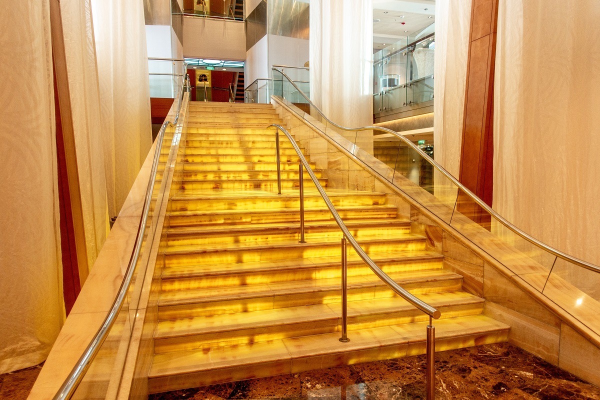 Steps in the main atrium of the Celebrity Summit cruise ship