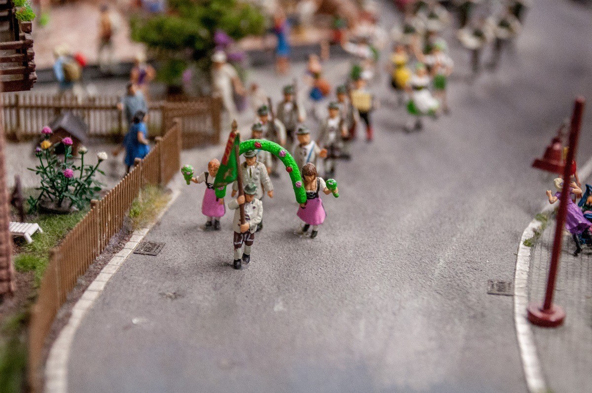 Tiny figures on parade