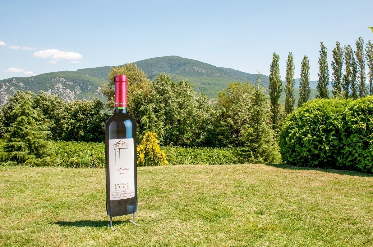 The lawn of Popova Kula winery in Southern Macedonia.