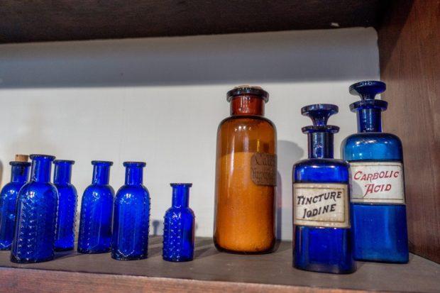 Medicine bottles in the apothecary in Bethlehem, Pennsylvania