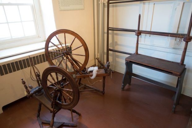 Spinning wheels in the Moravian Single Sisters' House in Bethlehem, PA