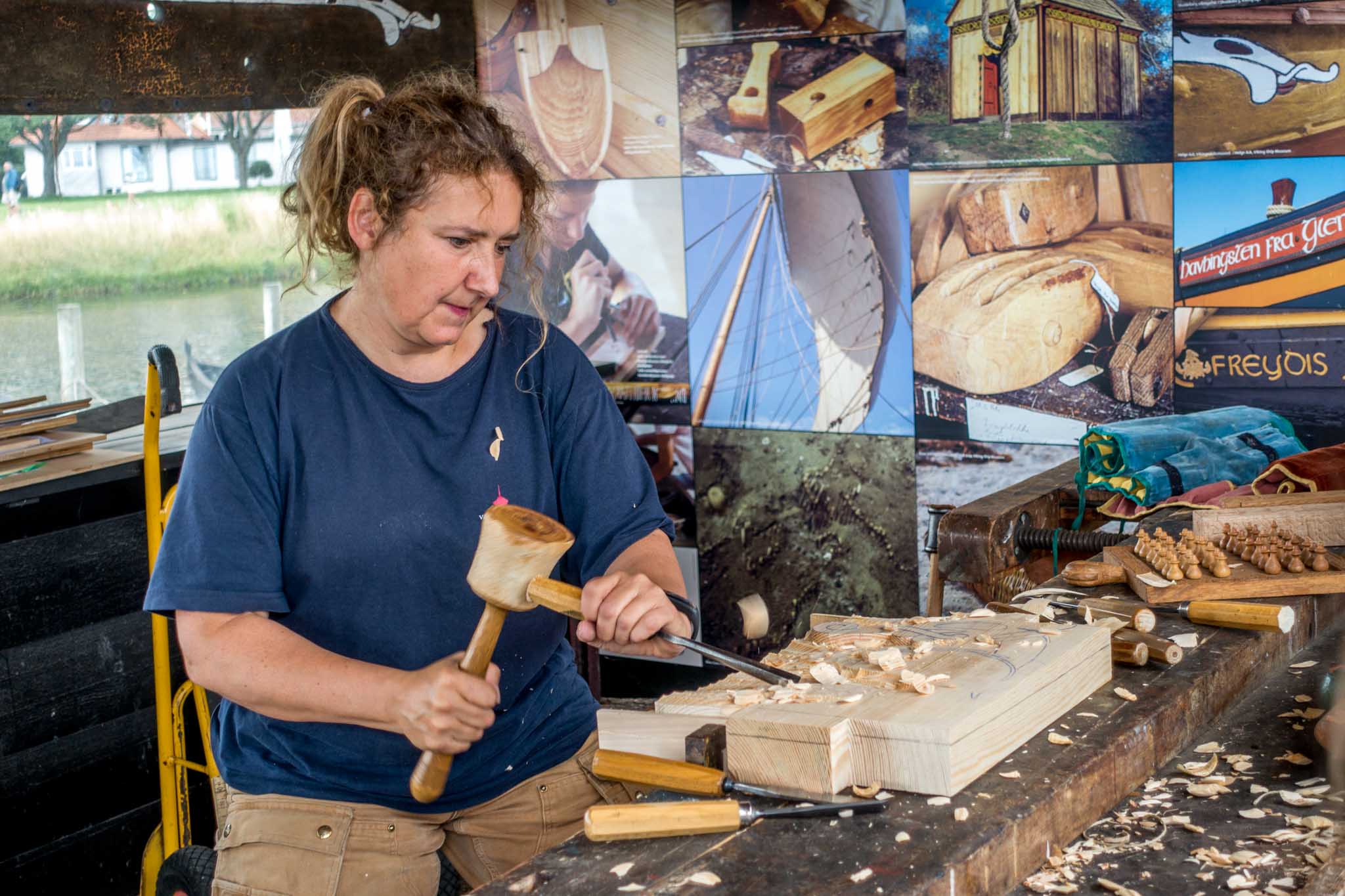 Artisan working at the Viking Ship Museum in Roskilde, Denmark, about a half-hour from Copenhagen