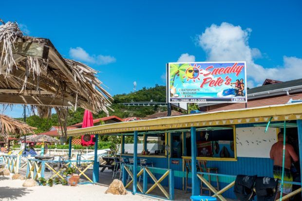 Sneaky Pete's on Dickenson Bay Beach sells all different kind of watersports.