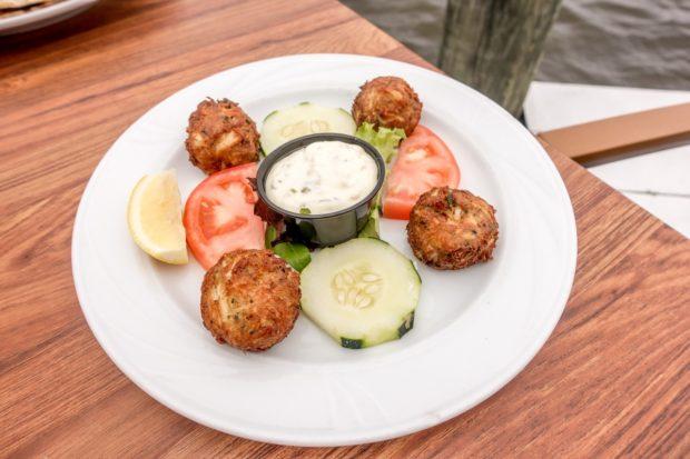 The tasty crab balls at Pusser's Caribbean Grille at the Annapolis Waterfront Hotel.