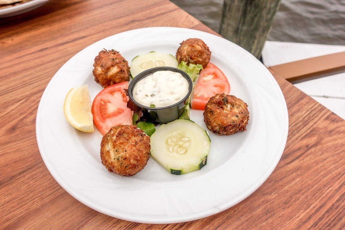 The tasty crab balls at Pusser's Caribbean Grille at the Annapolis Waterfront Hotel.