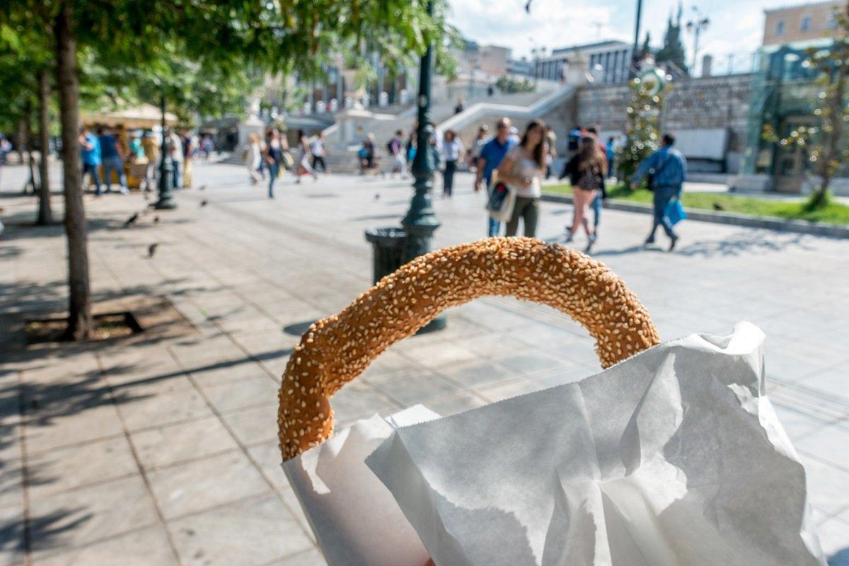 A simple, popular breakfast of koulouri was the first stop on my Athens food tour