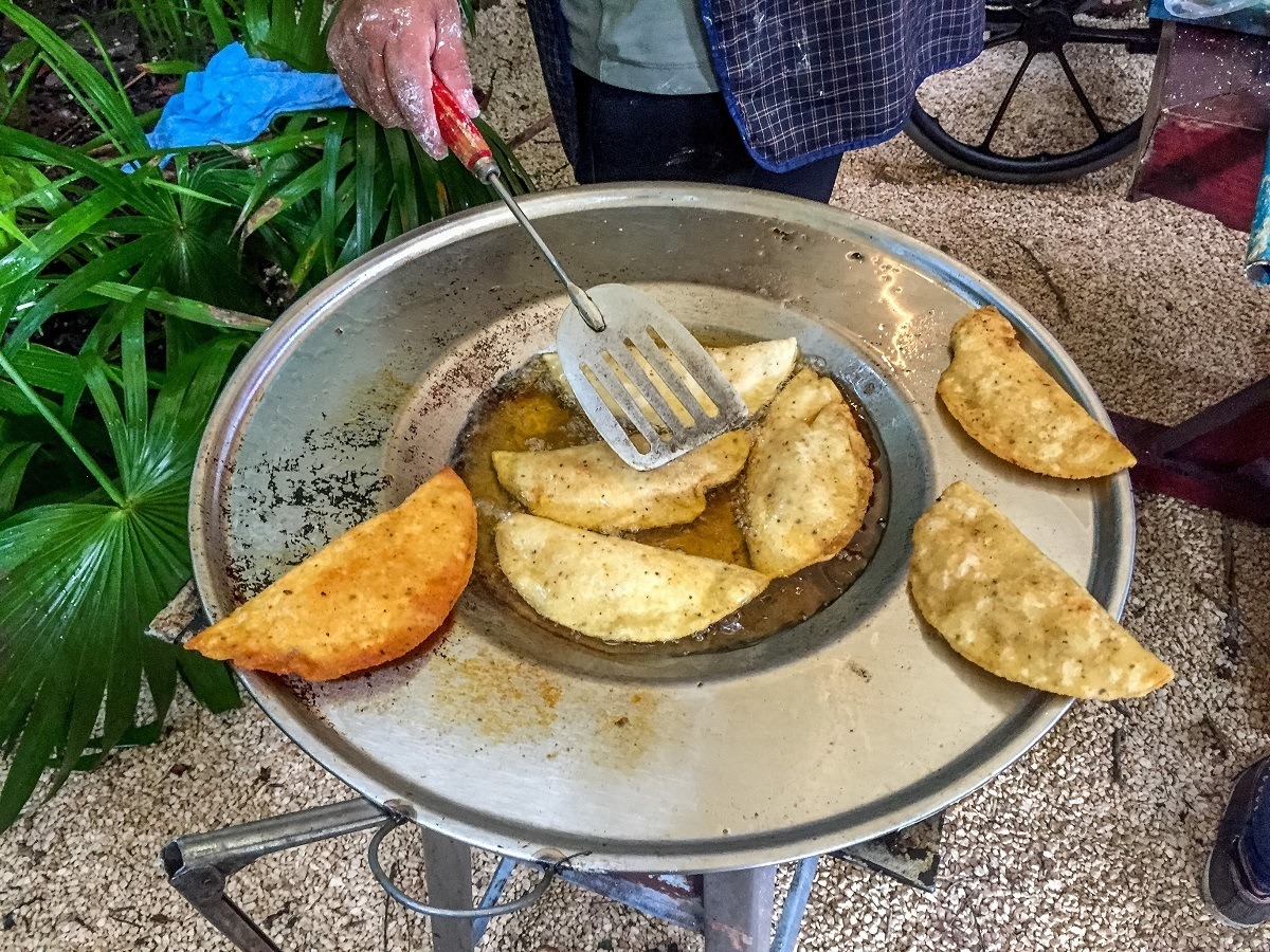 Molotes being made fresh at Xcaret