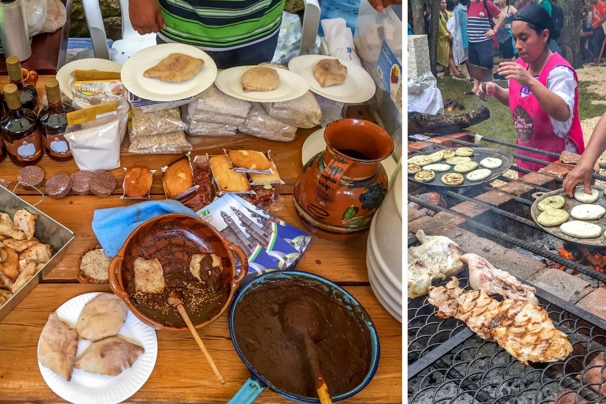 Food from Puebla being made at Xcaret ecopark in Mexico