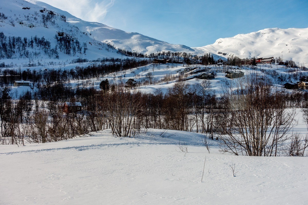 Snowy, hilly Norwegian countryside