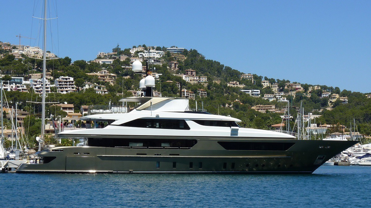 A private yacht in a harbor