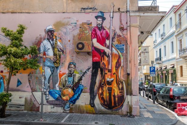 Walking through the Psyrri neighborhood in Athens, Greece, provides great opportunities to see street art