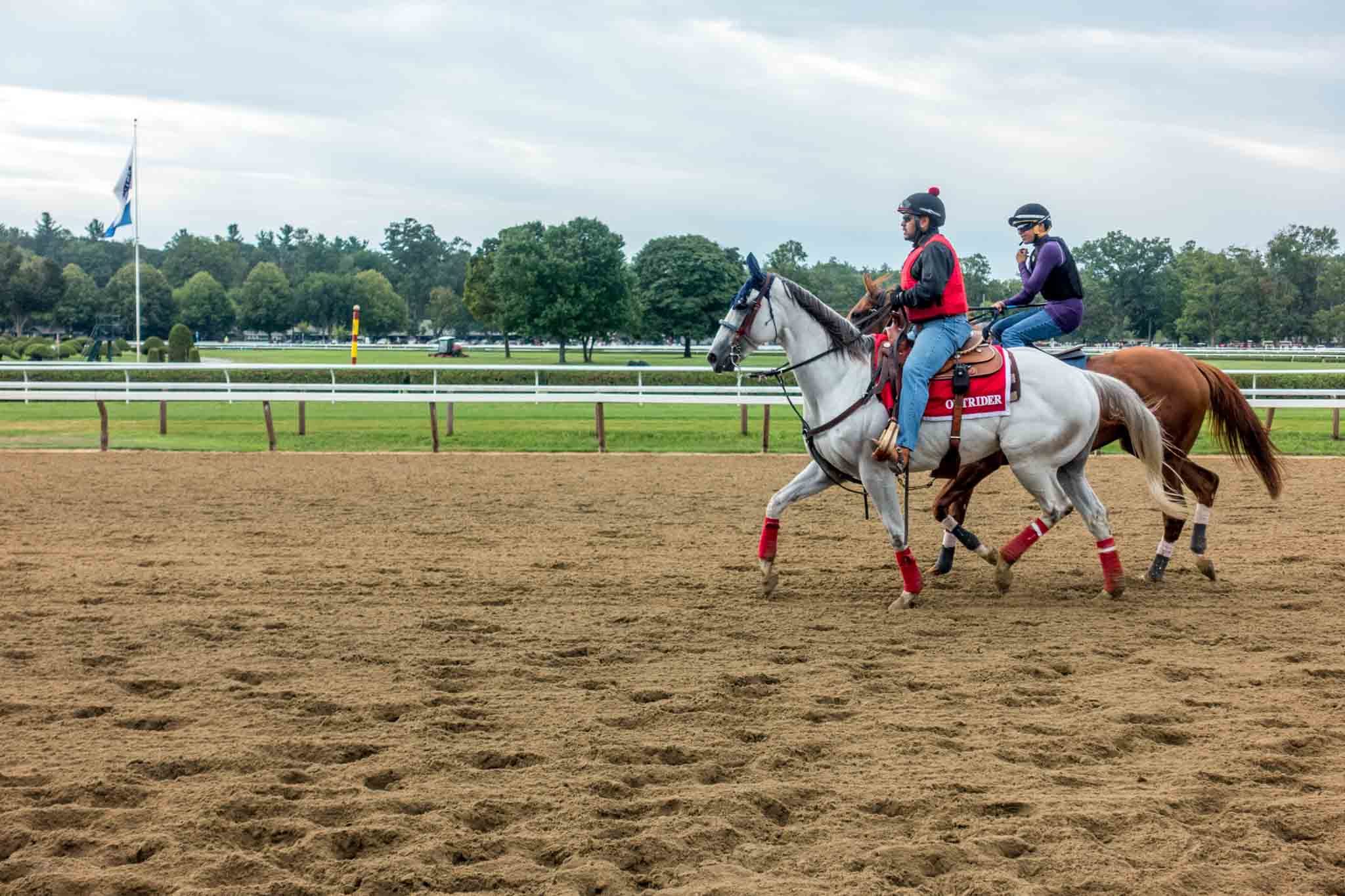 Watching the horses warm up at Saratoga Springs racetrack is one of the most fun things to do in Saratoga Springs NY