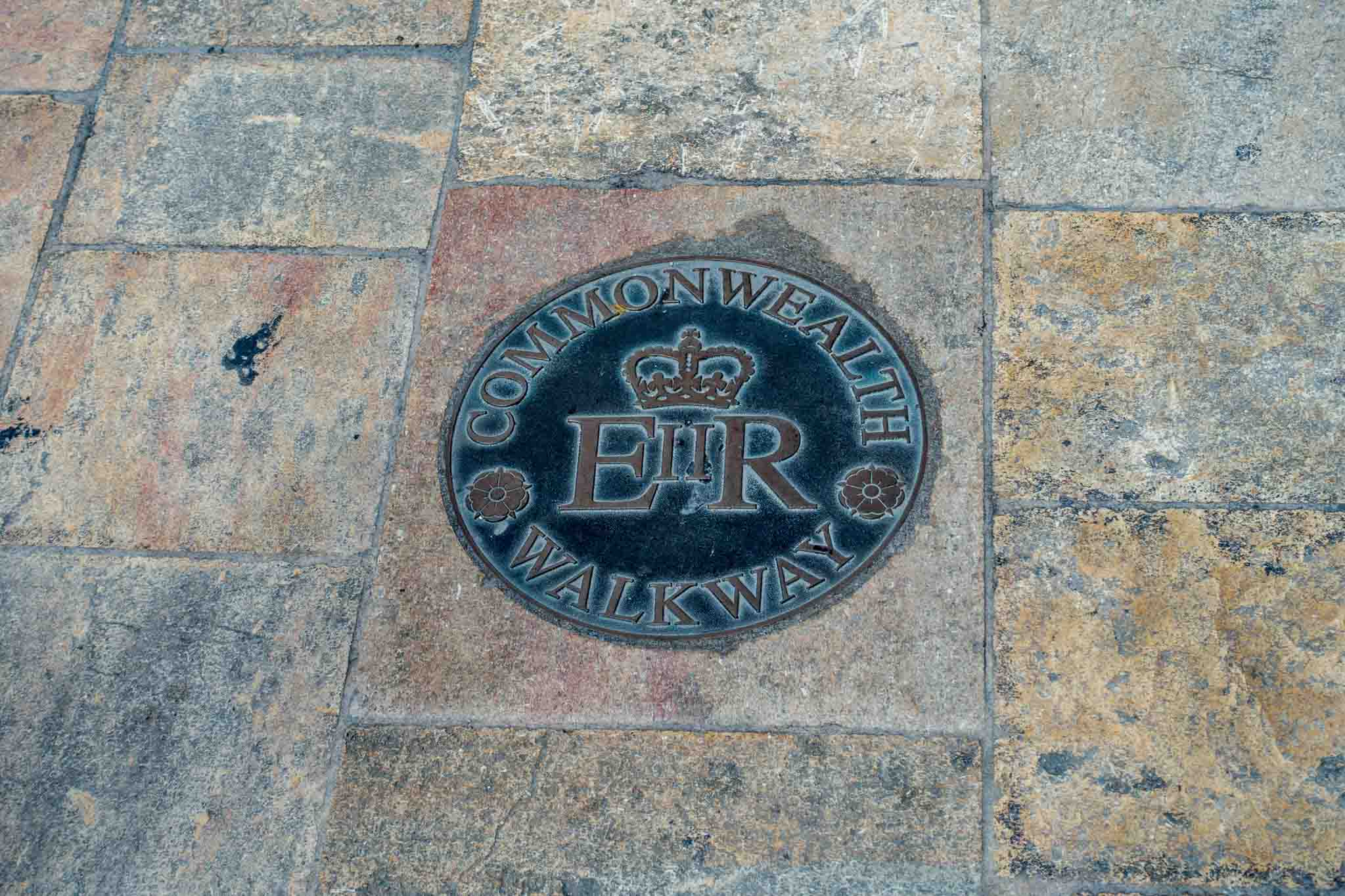 Queen Elizabeth II walkway medallion in Valletta, Malta