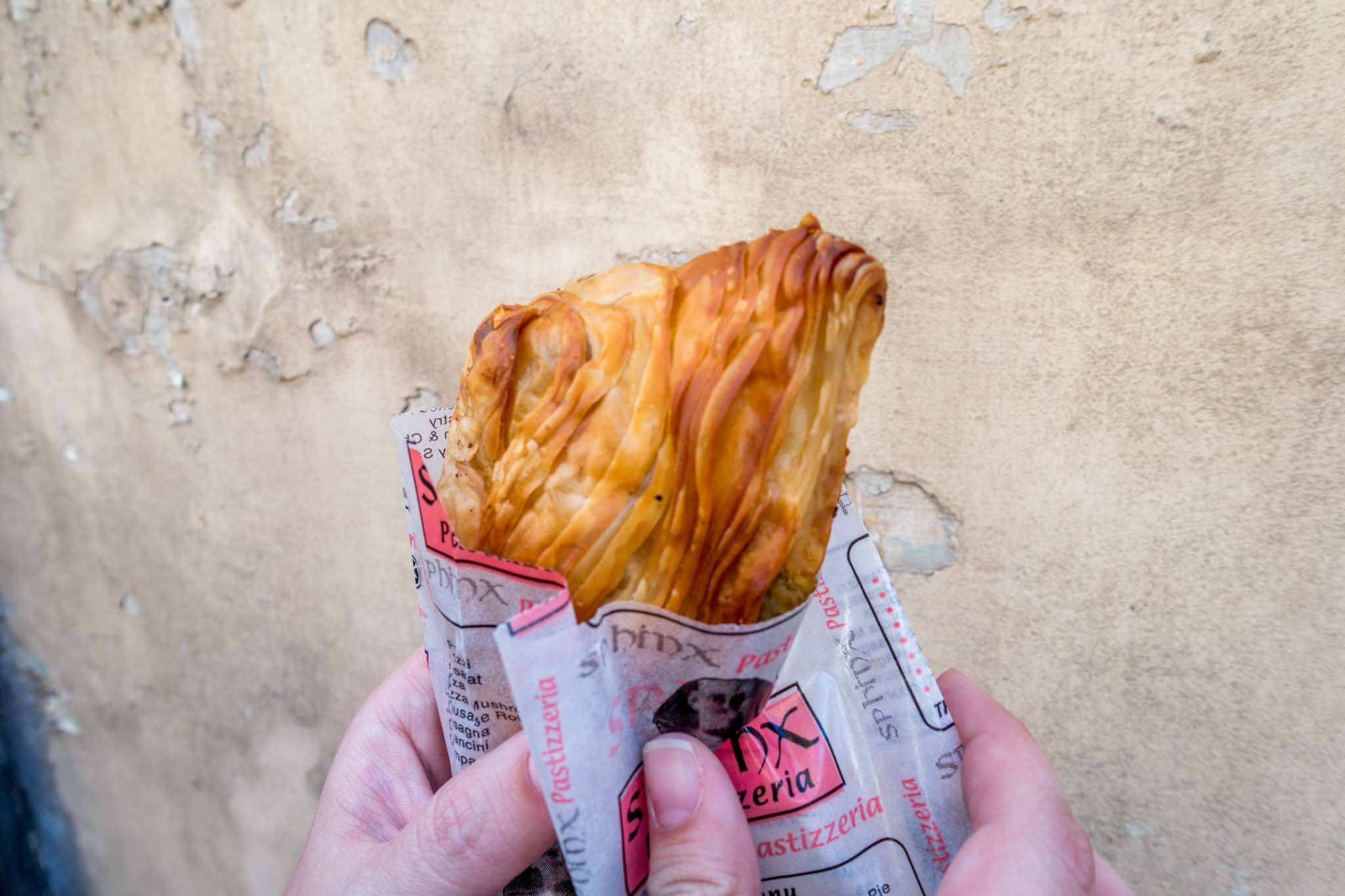 Pastizzi, a pastry filled with peas