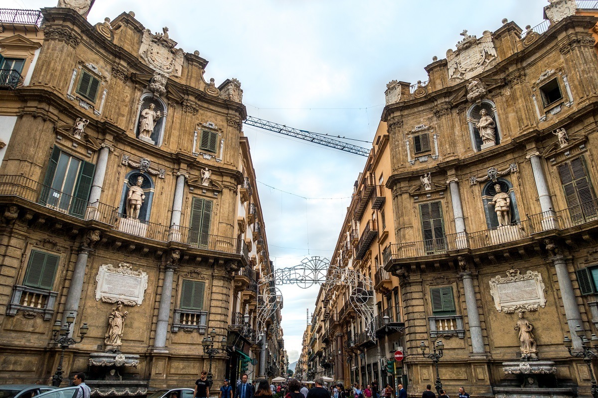 Quattro Canti is one of the more unusual points of interest in Palermo, Sicily