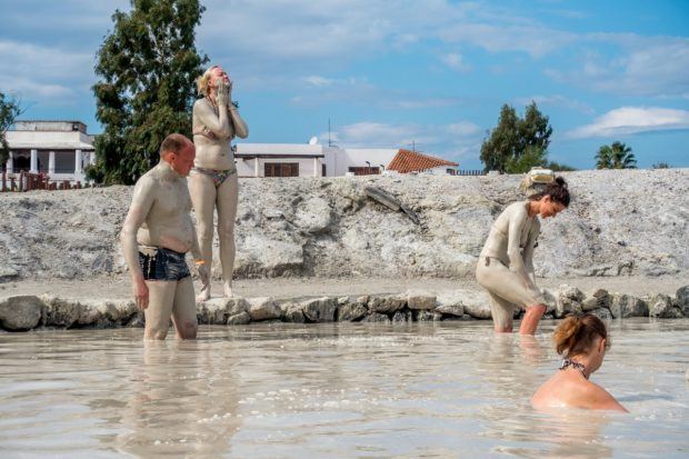 Using he Vulcano mud baths showers are absolutely necessary because the fine silt mud gets everywhere - including in your bathing suit!