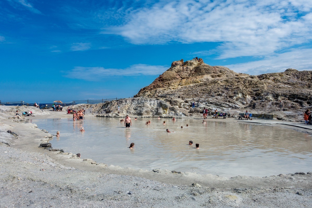 The Laghetto di Fanghi world famous hot springs mud baths on Vulcano Island