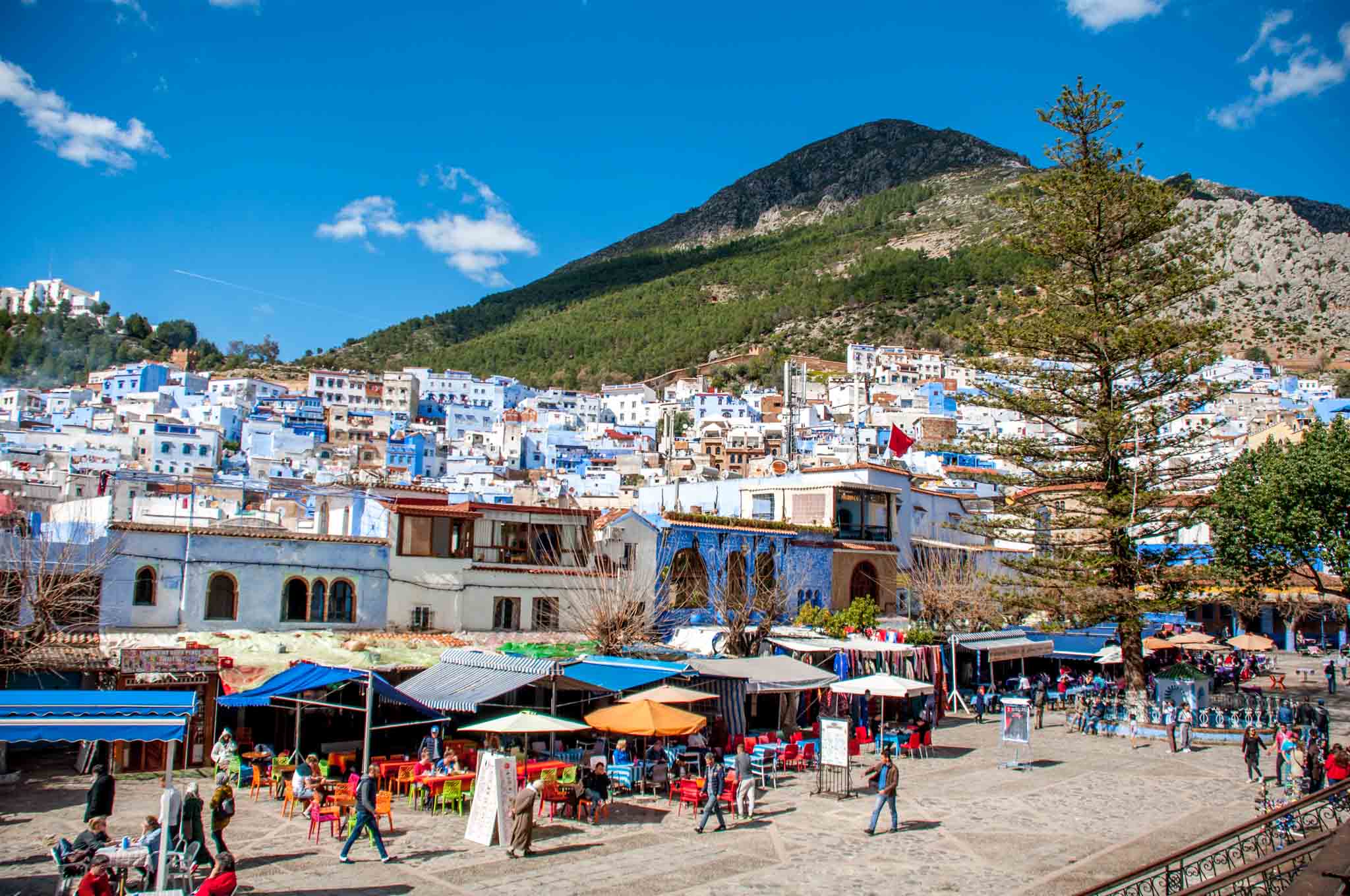 The central square and blue houses of Chefchaouen