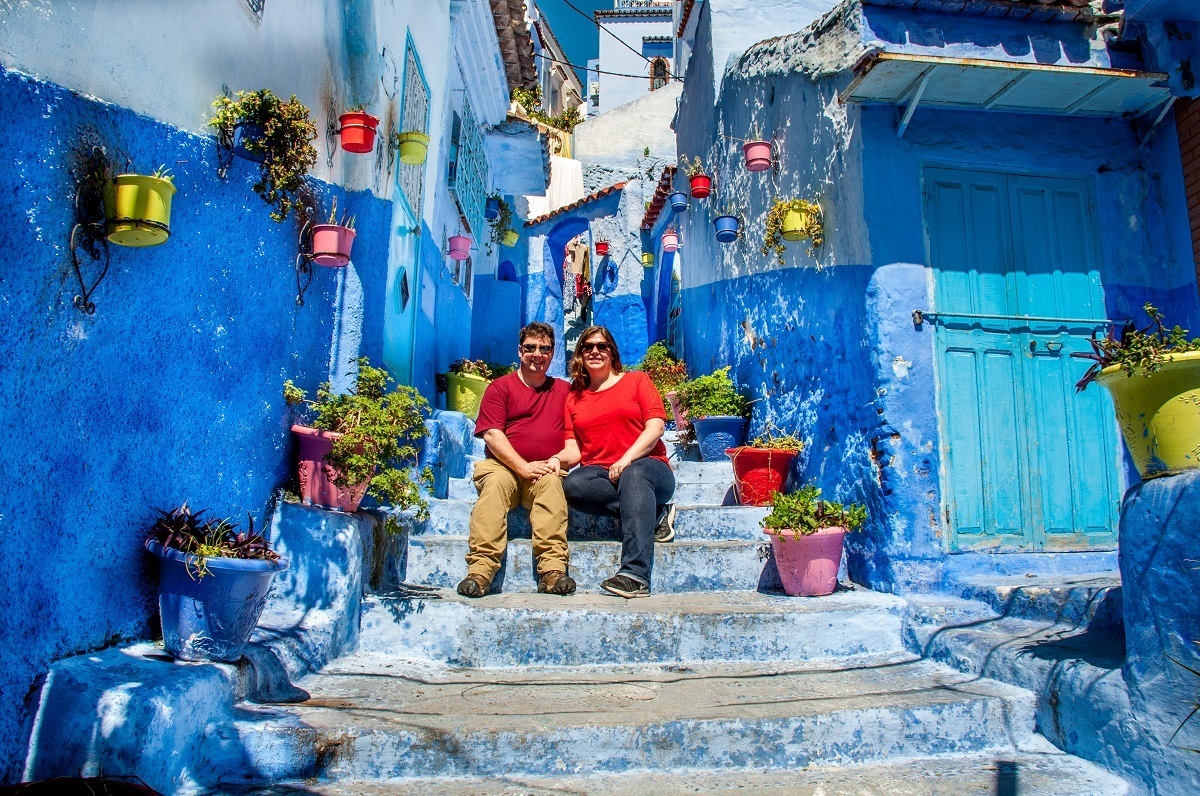 Lance and Laura in Chefchaouen, Morocco