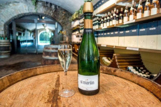 Cremant de Luxembourg in the tasting room of Caves St Martin near the Mosel River