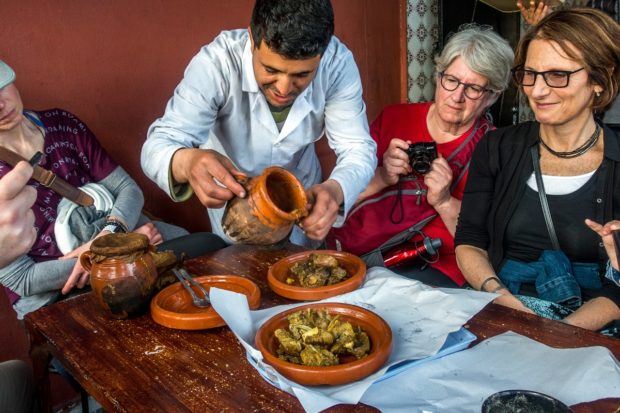 The traditional Moroccan tangia--slow-cooked lamb in spices--is what to eat in Marrakech