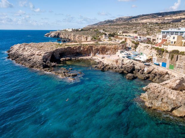 The beautiful Ghar Lapsi swimming and diving spot in Malta