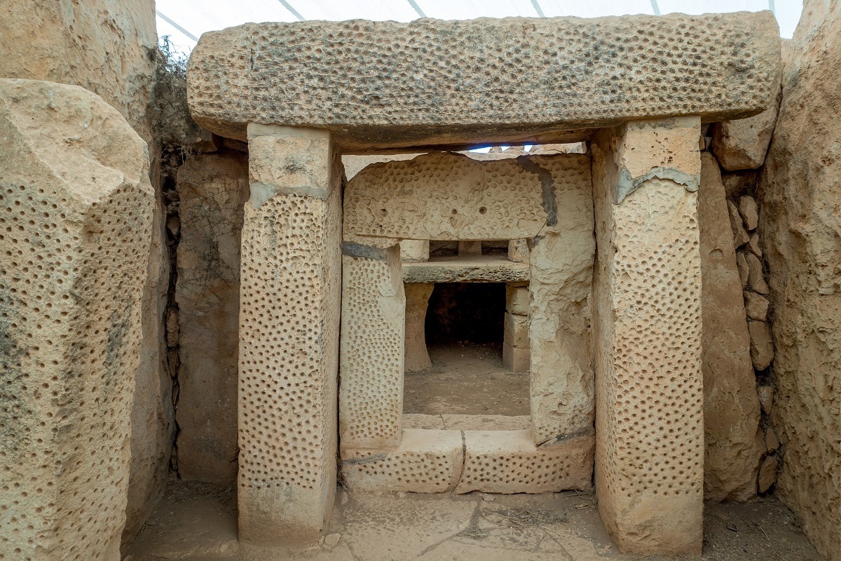 Hammered stones of a megalithic temple in Malta
