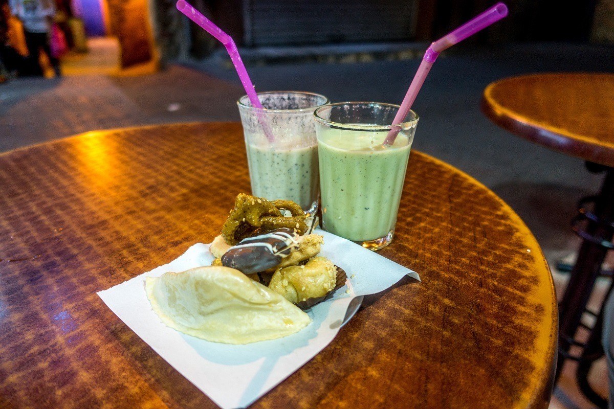 Avocado and date smoothies and pastries are a perfect end to a Marrakech food tour in Morocco