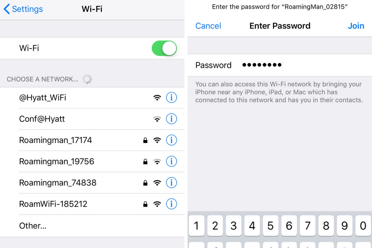 To use the ROAMING MAN travel wifi mobile hotpsot, simply input the password.