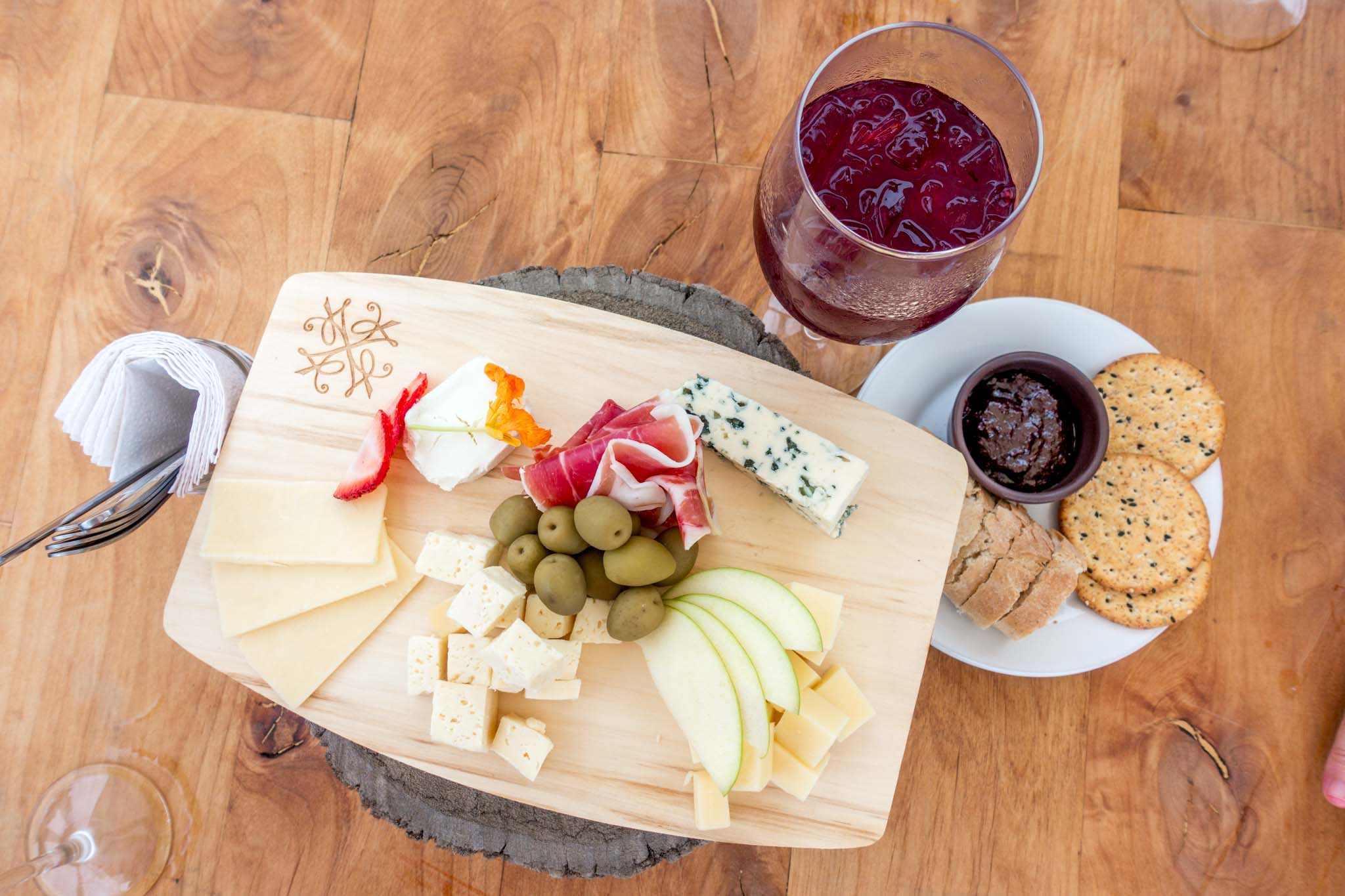 Cheese plate and sangria at Bar Bura at Cuatro Cuatros