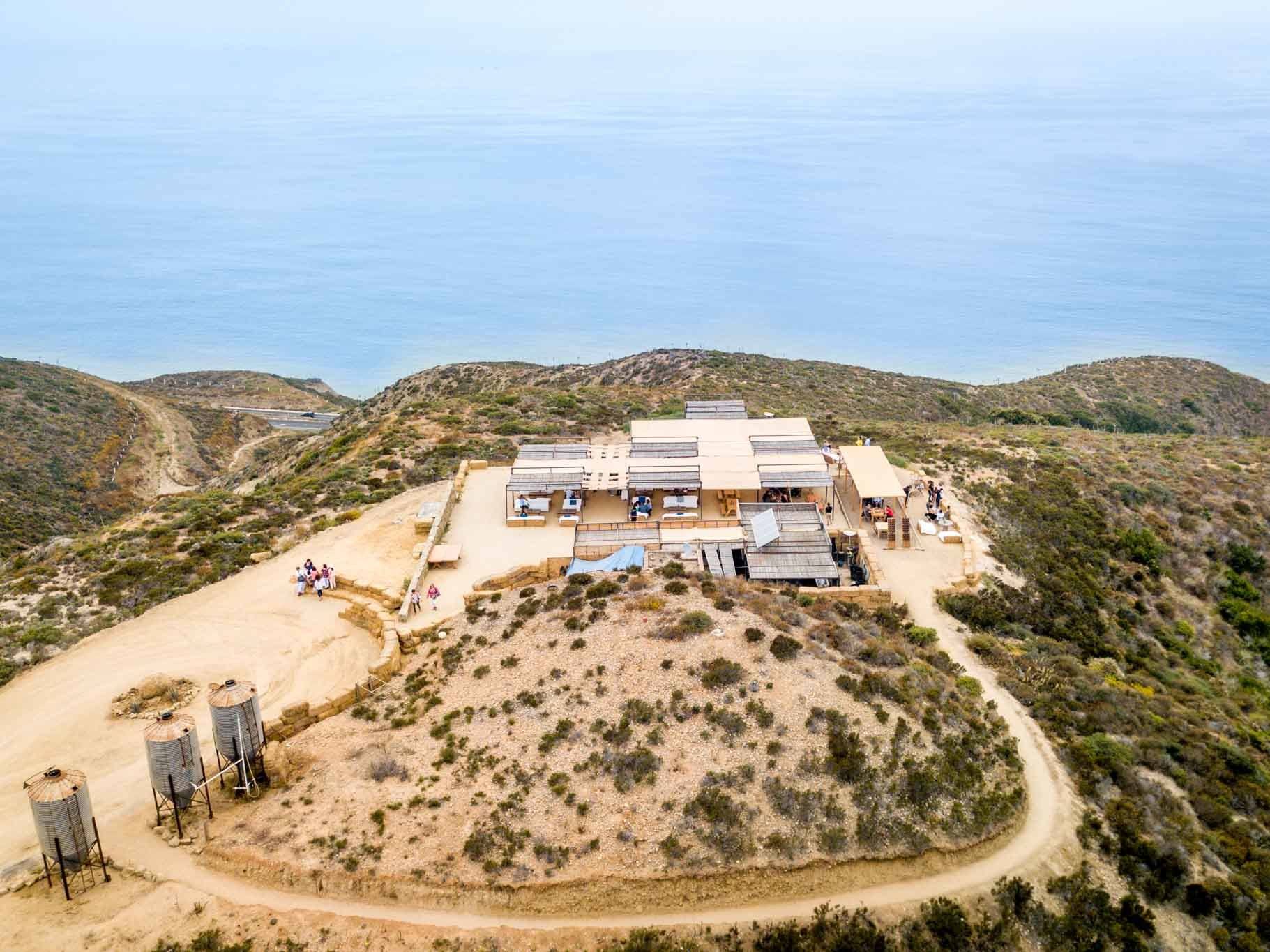Aerial view of the incredible Bar Bura at Cuatro Cuatros overlooking the Pacific Ocean