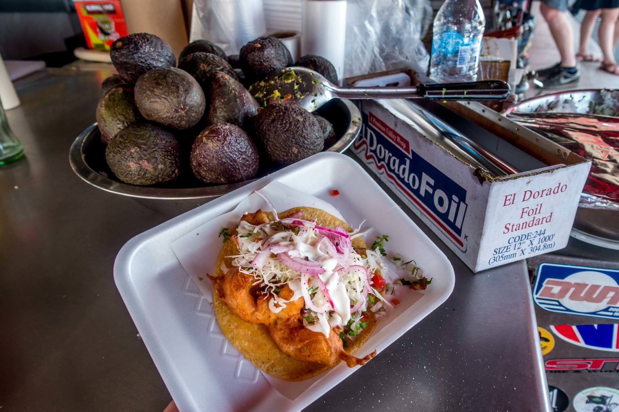 Shrimp tacos street food