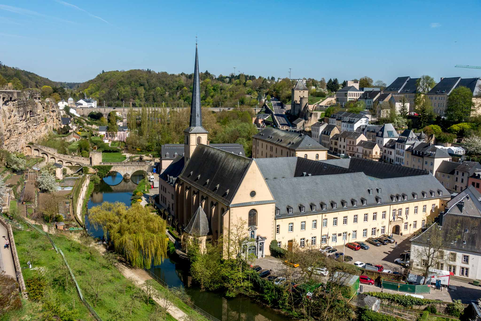 The view from the Chemin de la Corniche is one of the prettiest things to see in Luxembourg City