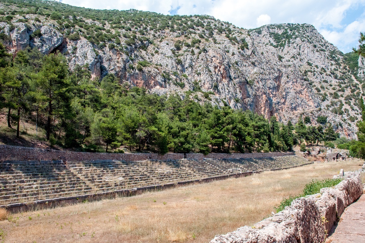The stadium which sits at the top of the Delphi Archaeological Site