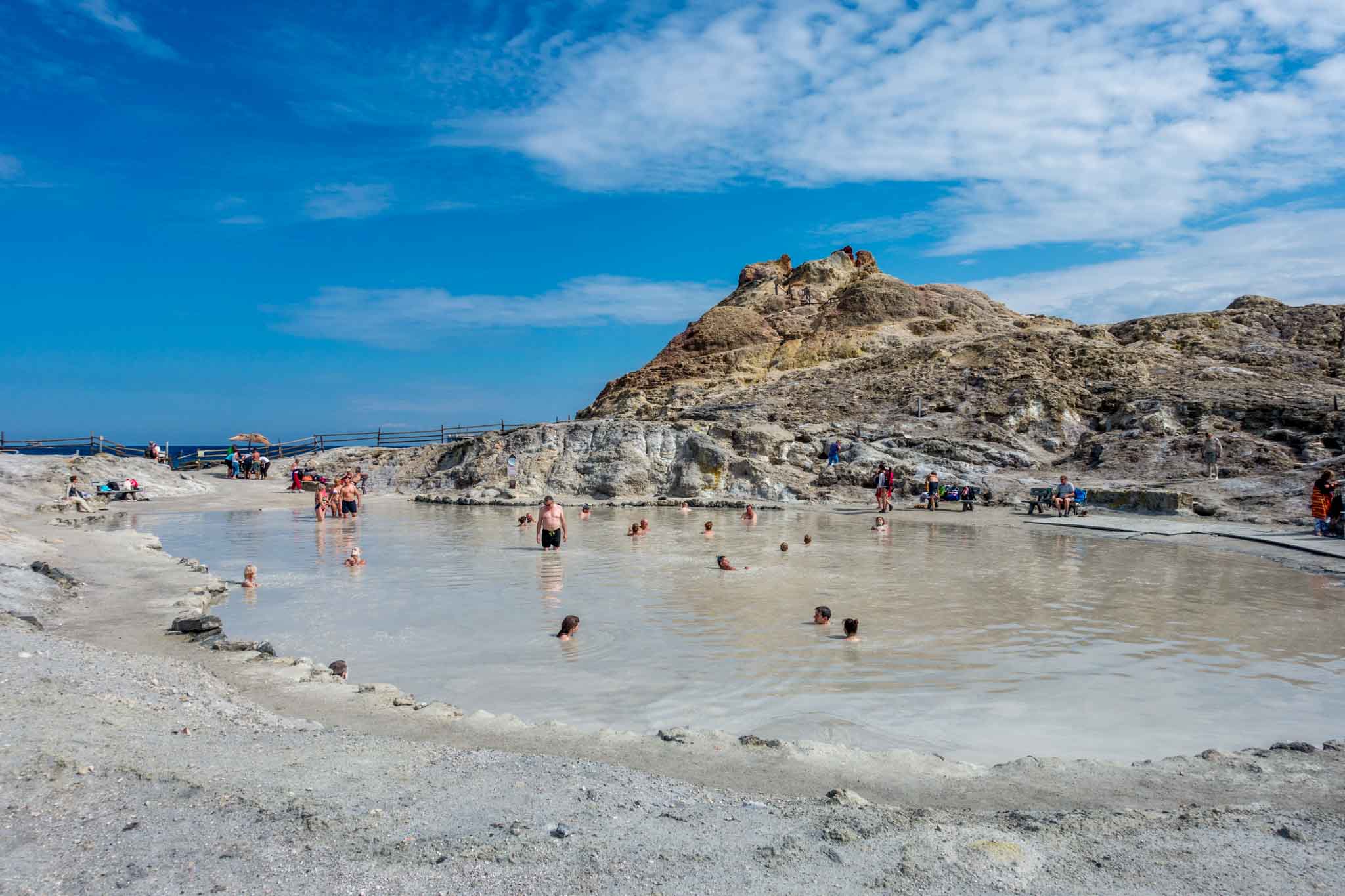 People in mud baths on the Aeolian island of Vulcano