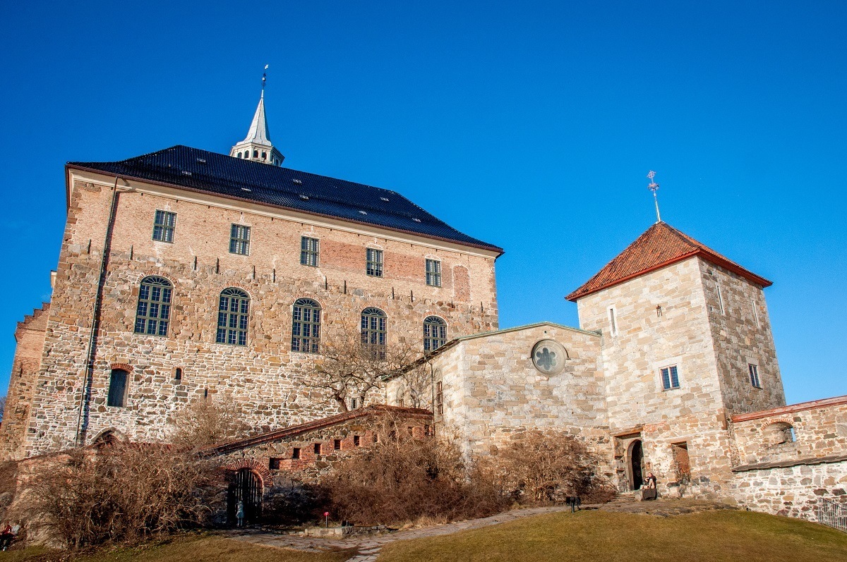 Brick and stone buildings of Akershus Fortress, one of the oldest Norway landmarks