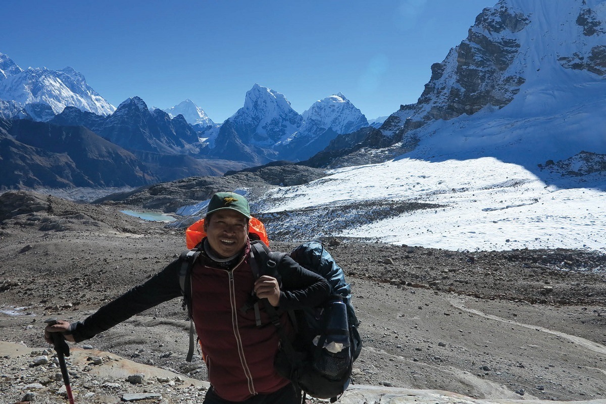 A sherpa guide in the mountains of Nepal