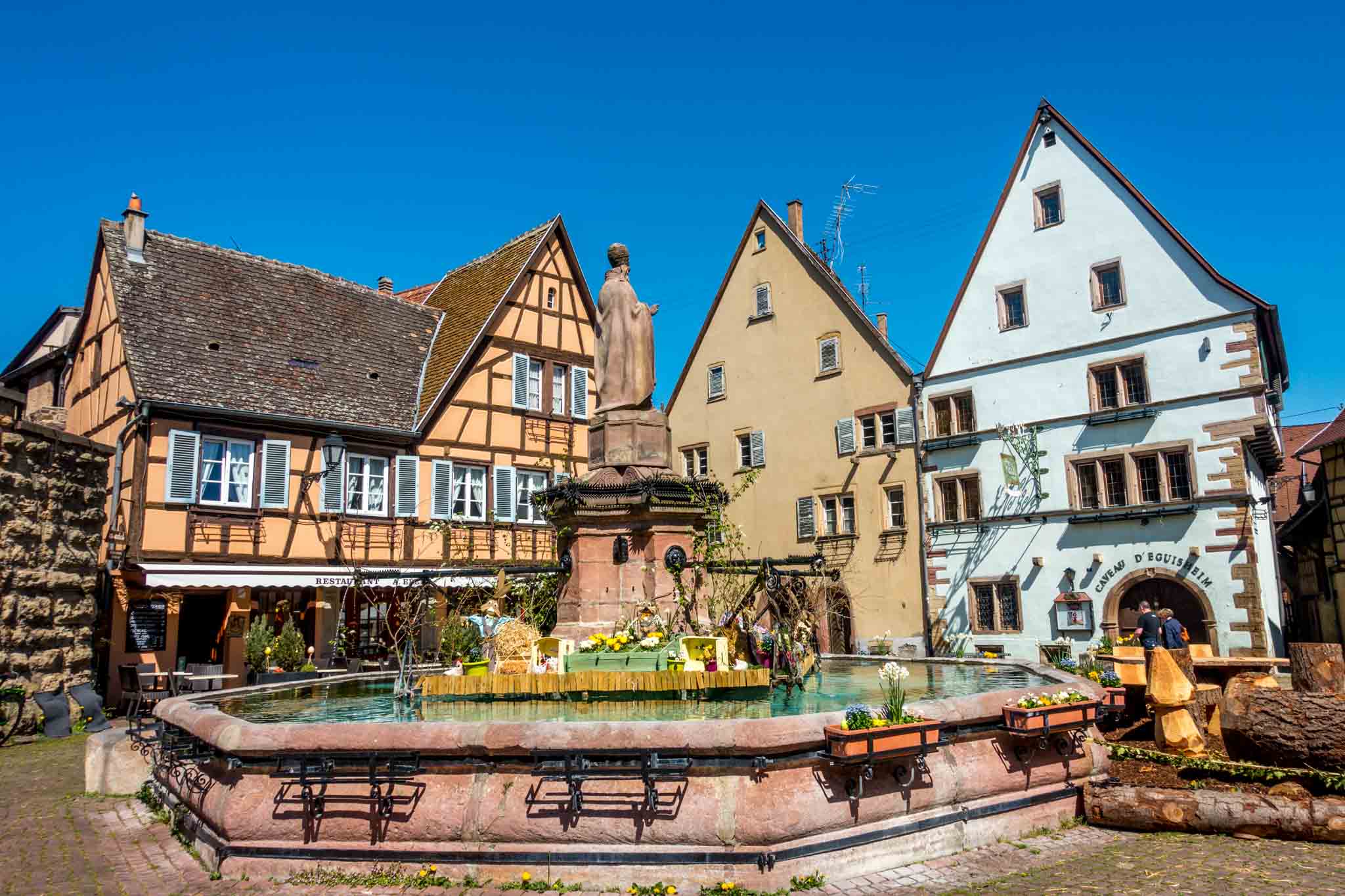 Beautiful Eguisheim is one of the best small towns in France, and Saint Leon Square is the heart of the town