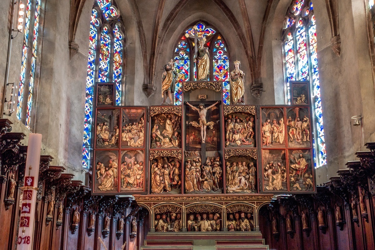 The Church of the Holy Cross is a highlight of Kaysersberg, one of the most beautiful cities in France