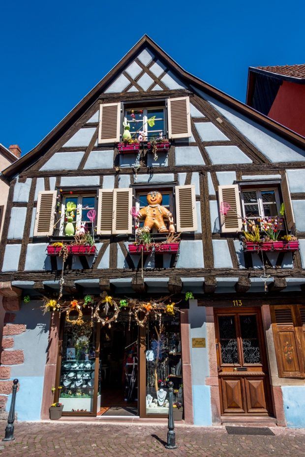 Kaysersberg is one of the prettiest towns in Alsace France, but they don't take themselves too seriously