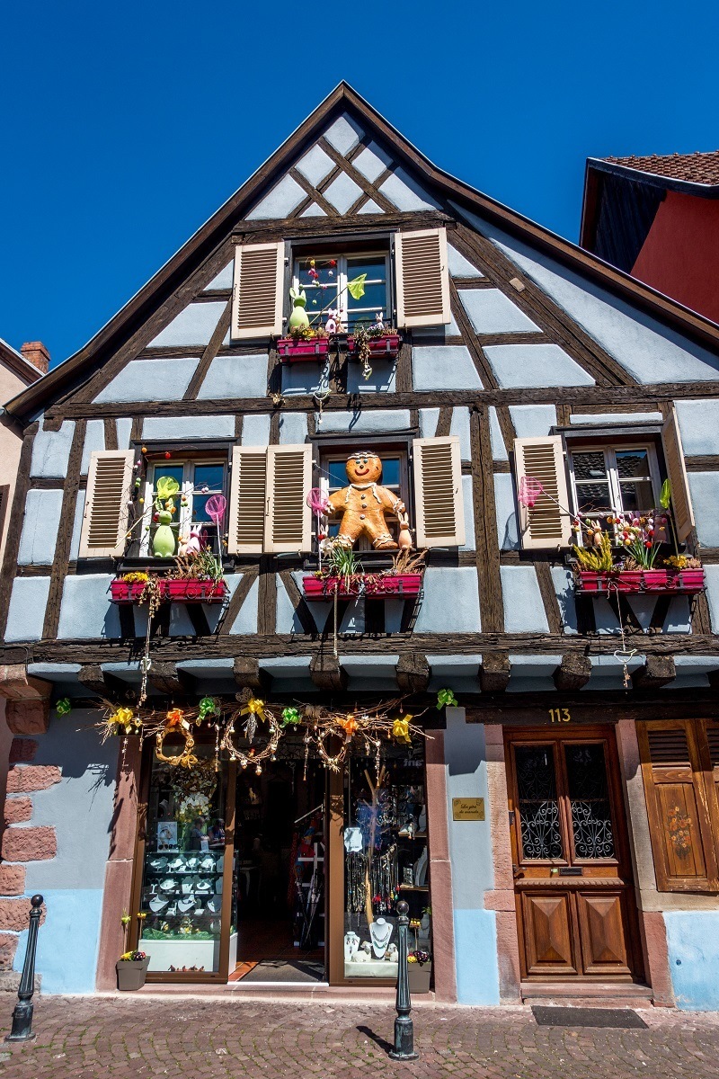 Kaysersberg is one of the prettiest towns in Alsace France, but they don't take themselves too seriously